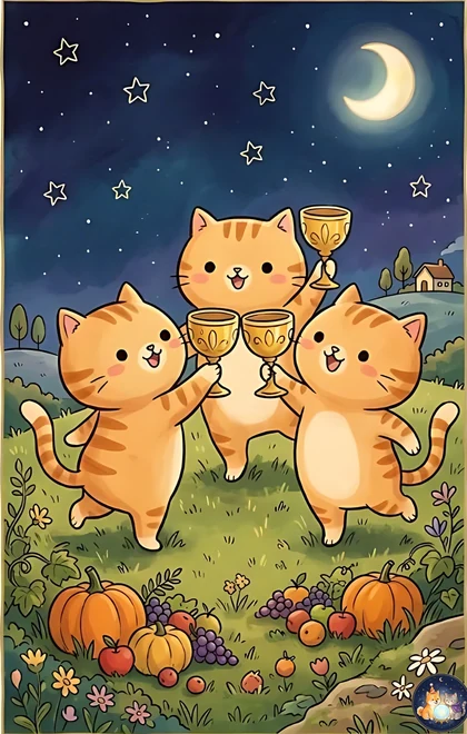 컵 3 카드 (AI로 생성한 일러스트)