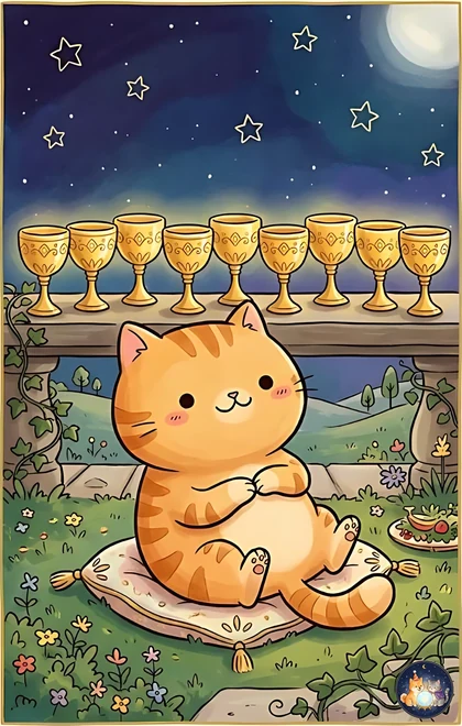 컵 9 카드 (AI로 생성한 일러스트)