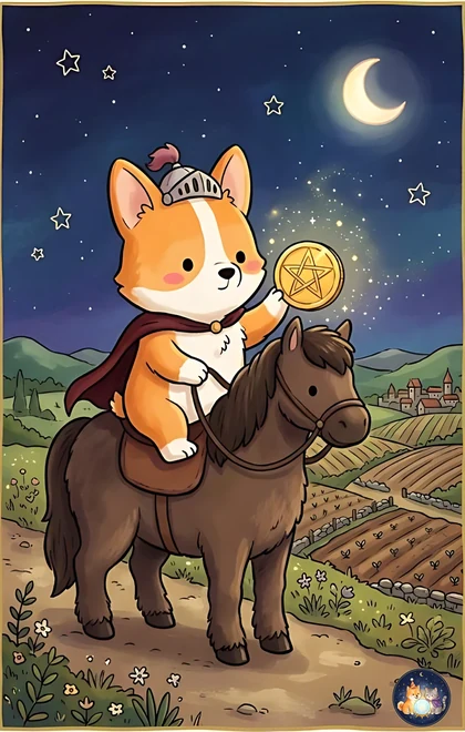 펜타클 나이트 카드 (AI로 생성한 일러스트)