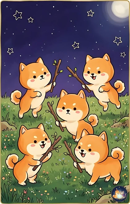완드 5 카드 (AI로 생성한 일러스트)